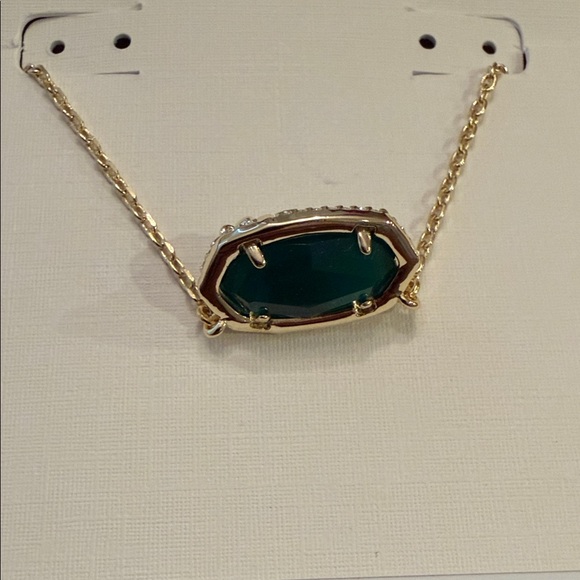 Kendra Scott Gold Green Pendant Necklace with bow - Picture 3 of 4